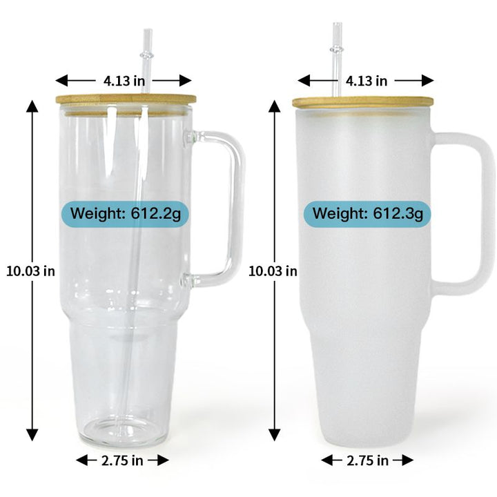 12 Pack 32oz or 40oz Blank Sublimation Clear or Frost Glass Tumbler with Handle