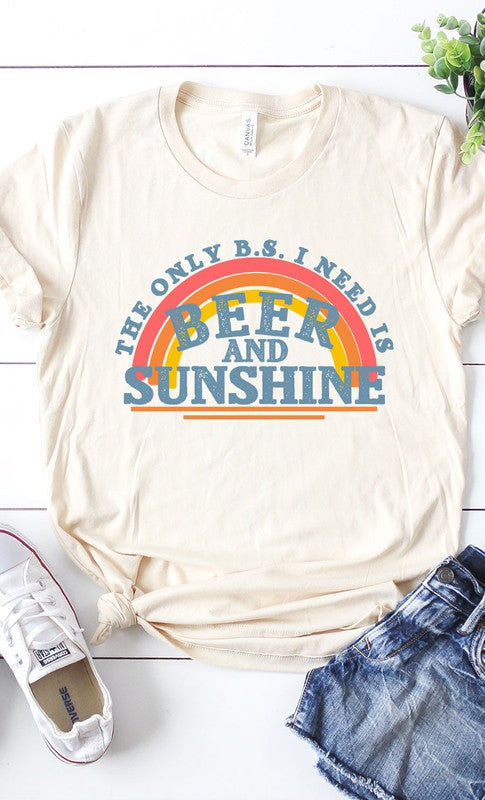 Beer and Sunshine Rainbow Graphic Tee T-Shirt