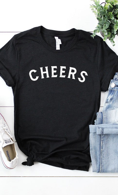 Distressed Cheers Graphic Tee T-Shirt