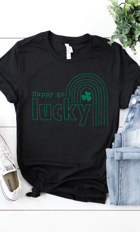 Happy Go Lucky Rainbow Graphic Tee T-Shirt