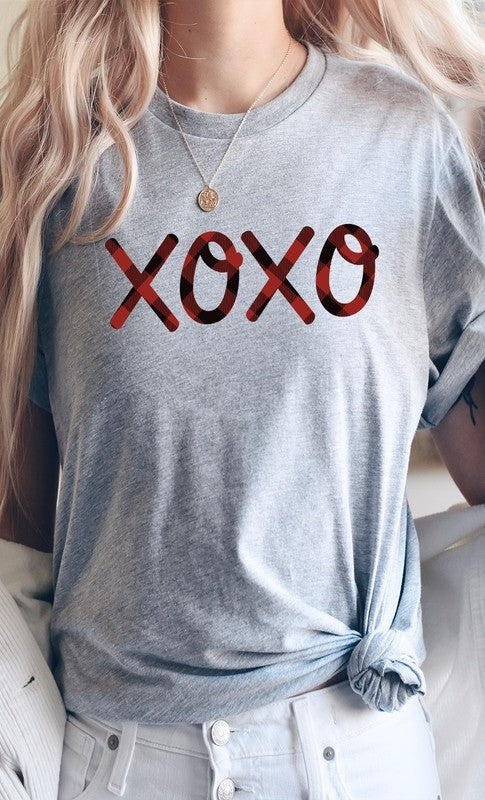 Plaid XOXO Valentines Day Graphic Tee T-Shirt