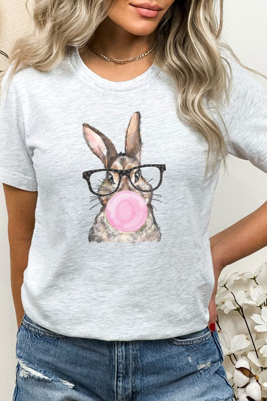 Glasses Bunny Bubblegum Easter Graphic Tee