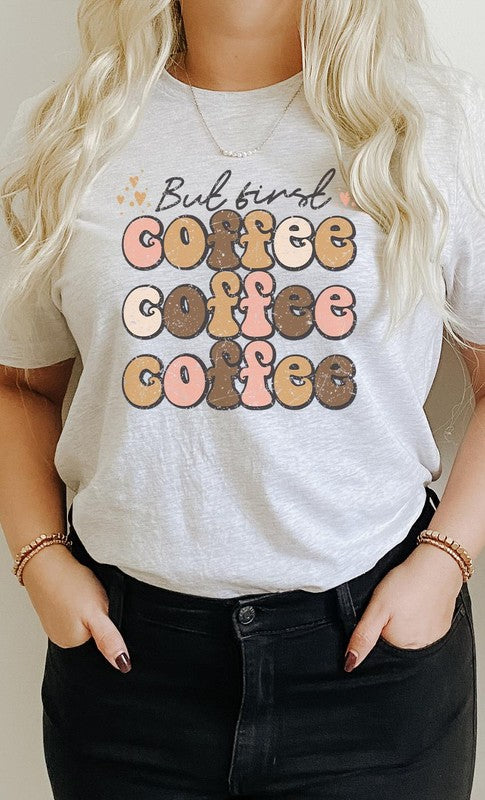 But First Coffee Hearts Detail PLUS Graphic Tee T-Shirt