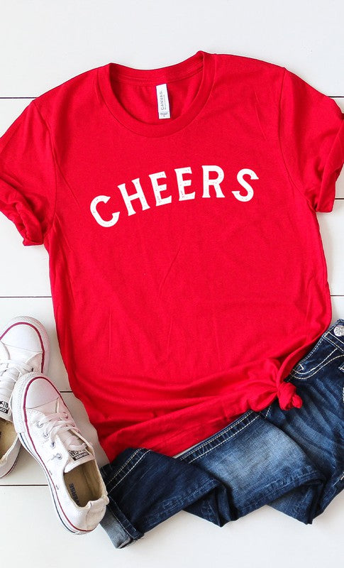 Distressed Cheers Graphic Tee T-Shirt