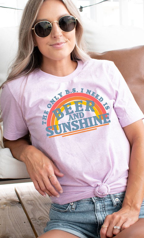 Beer and Sunshine Rainbow Graphic Tee T-Shirt