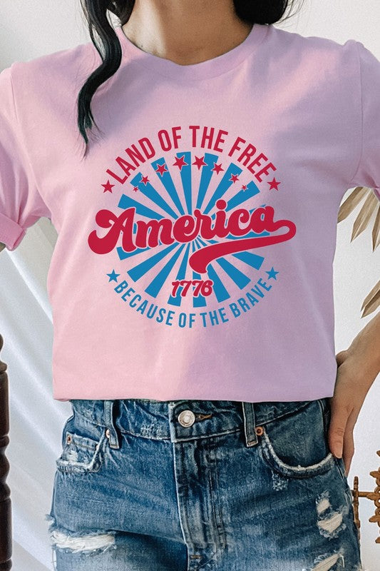 America Land Of The Free Of The Brave Graphic Tee