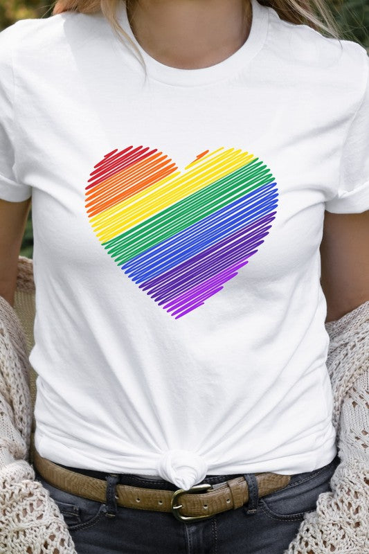 Rainbow Scribble Heart LGBTQ Pride Graphic Tee