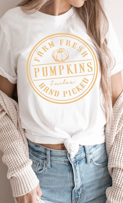 Farm Fresh Pumpkins Circle Graphic Tee T-Shirt