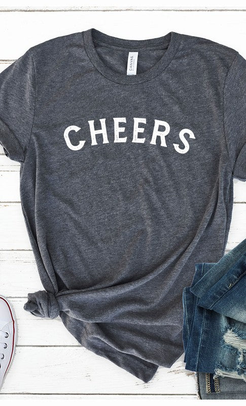 Distressed Cheers Graphic Tee T-Shirt