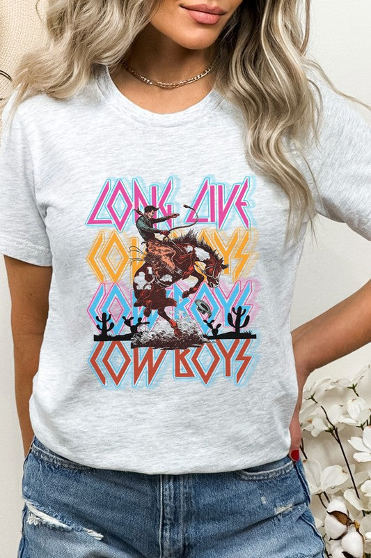 Long Live Cowboys Man and Horse Cacti Graphic Tee T-Shirt