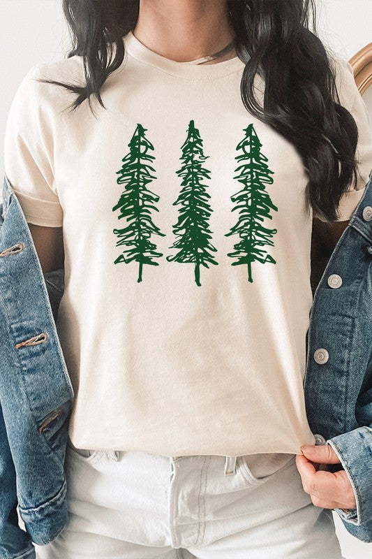 Forest Pine Trees Camping Graphic Tee T-Shirt