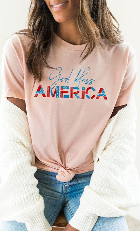 God Bless America Graphic Tee T-Shirt PLUS