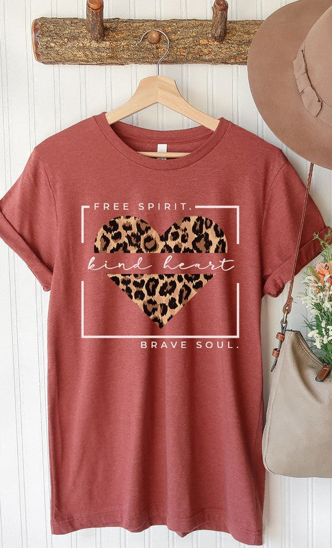 Free Spirit Leopard Heart Graphic Tee T-Shirt PLUS