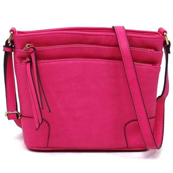 Fashion Multi Zip Pocket Crossbody Bag