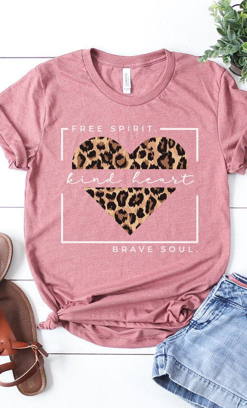 Free Spirit Leopard Heart Graphic Tee T-Shirt PLUS