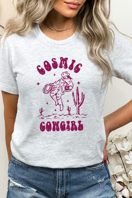 Cosmic Cowgirl Space Desert Cactus Graphic Tee