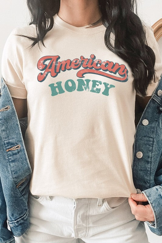 Retro American Honey Patriotic Graphic Tee