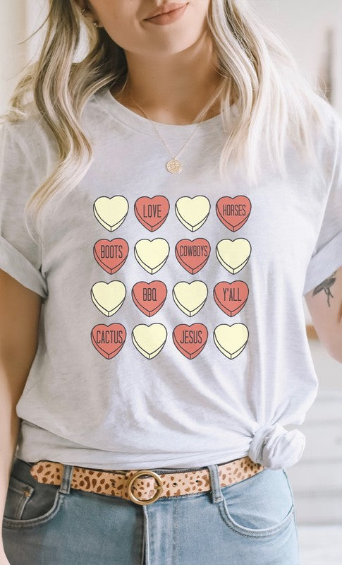 Cowboy Candy Heart Valentine PLUS Graphic Tee T-Shirt