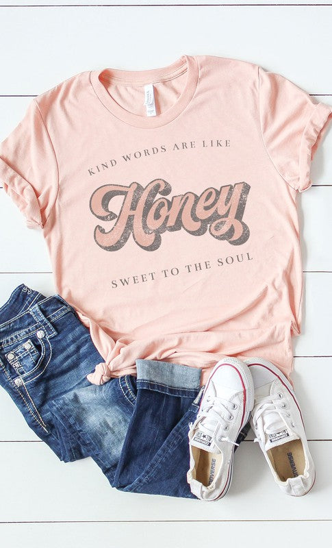 Vintage Kind Words Are Like Honey Graphic Tee T-Shirt