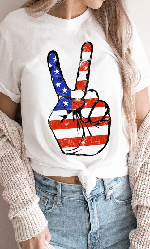 American Peace Sign Graphic Tee T-Shirt