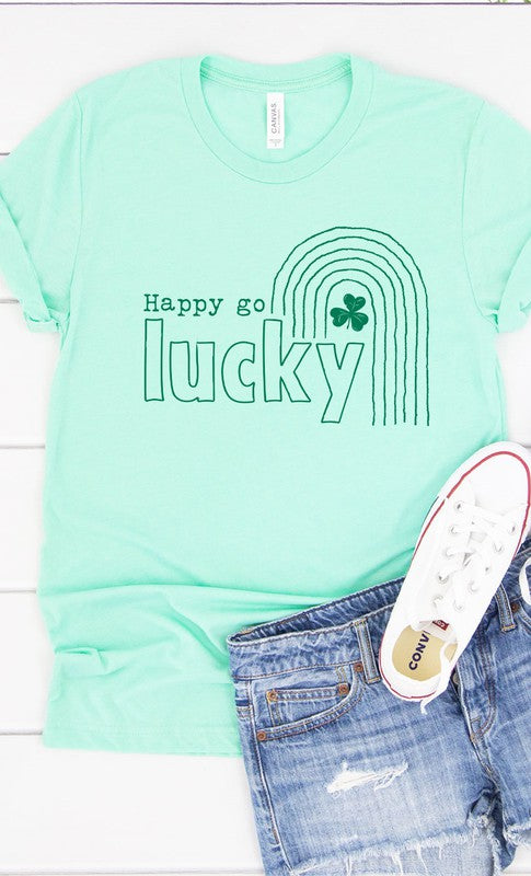 Happy Go Lucky Rainbow Graphic Tee T-Shirt PLUS