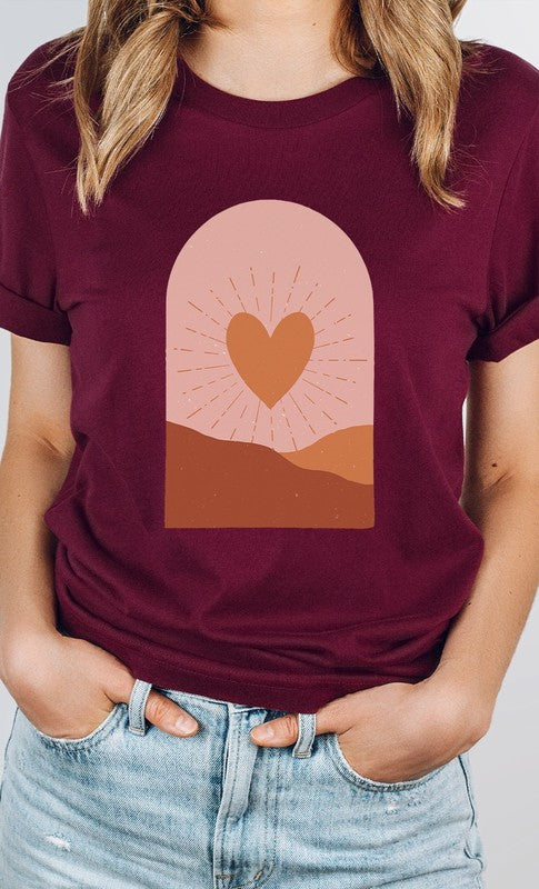 Boho Heart Sunrise Valentine PLUS SIZE Graphic Tee T-Shirt