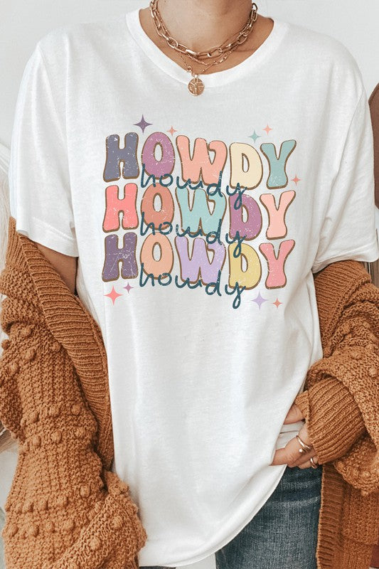 Howdy Repeat Pastel Stars Country Graphic Tee