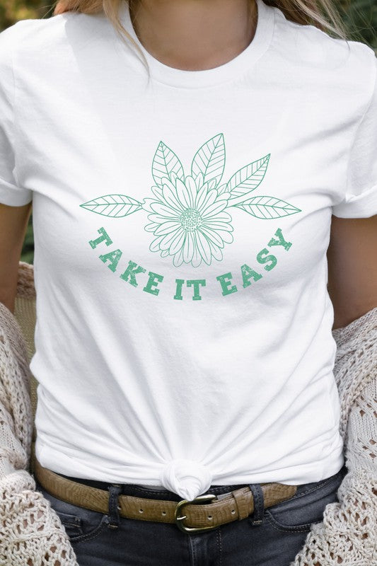 Take It Easy Boho Floral Graphic Tee T-Shirt