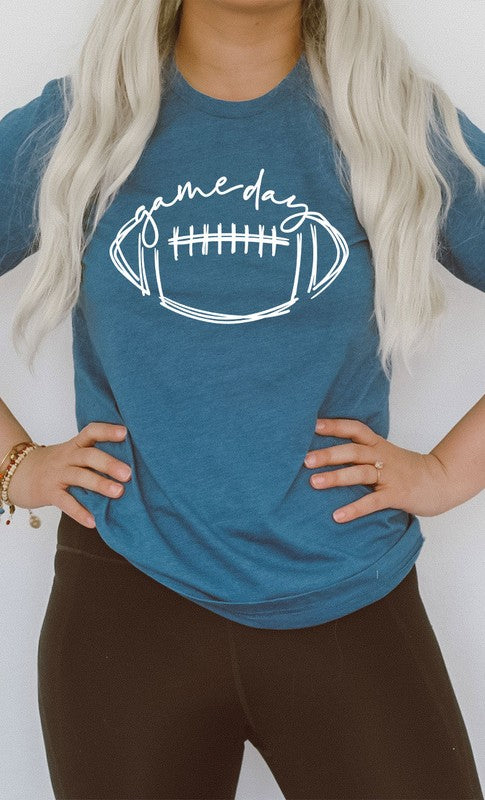 Cursive Football Game Day Graphic Tee T-Shirt