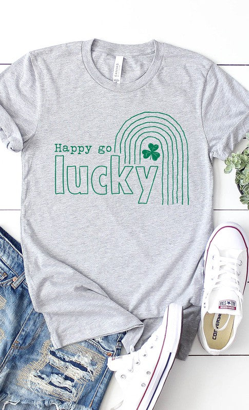 Happy Go Lucky Rainbow Graphic Tee T-Shirt PLUS