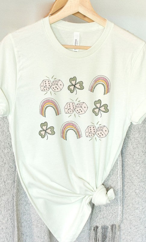 Lucky Dice Clover n Rainbow PLUS SIZE Graphic Tee T-Shirt