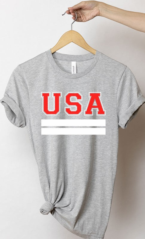 Retro Varsity USA Patriotic Graphic Tee T-Shirt