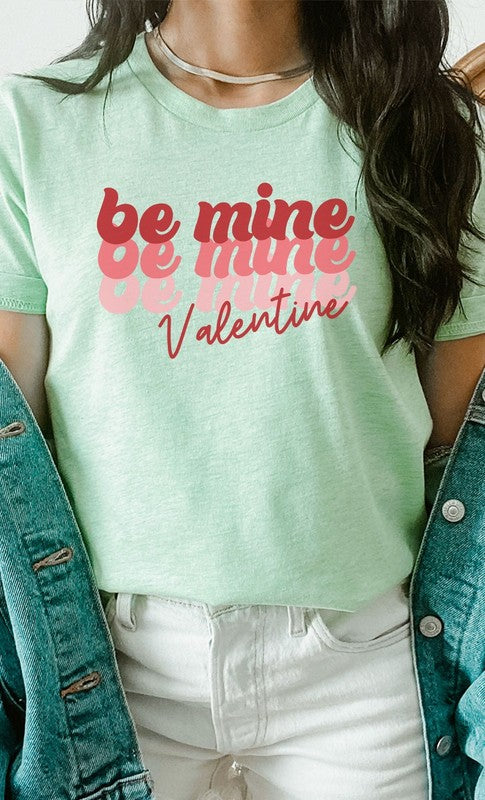 Retro Tricolor Be Mine Valentine Graphic Tee T-Shirt