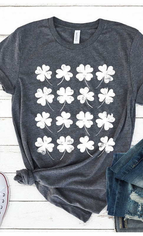 Distressed Clover Grid Graphic Tee T-Shirt PLUS