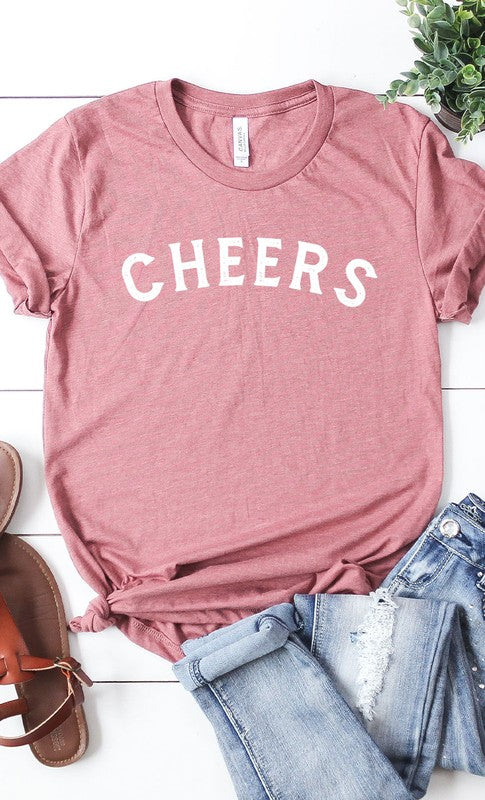 Distressed Cheers Graphic Tee T-Shirt