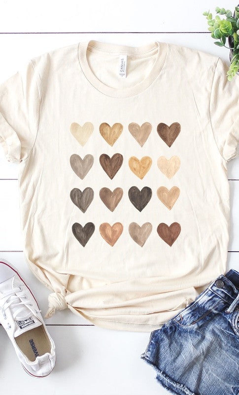 Neutral Heart Grid Graphic Tee T-Shirt PLUS