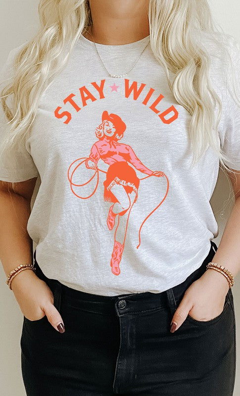 Vintage Stay Wild Cowgirl Graphic Tee T-Shirt PLUS