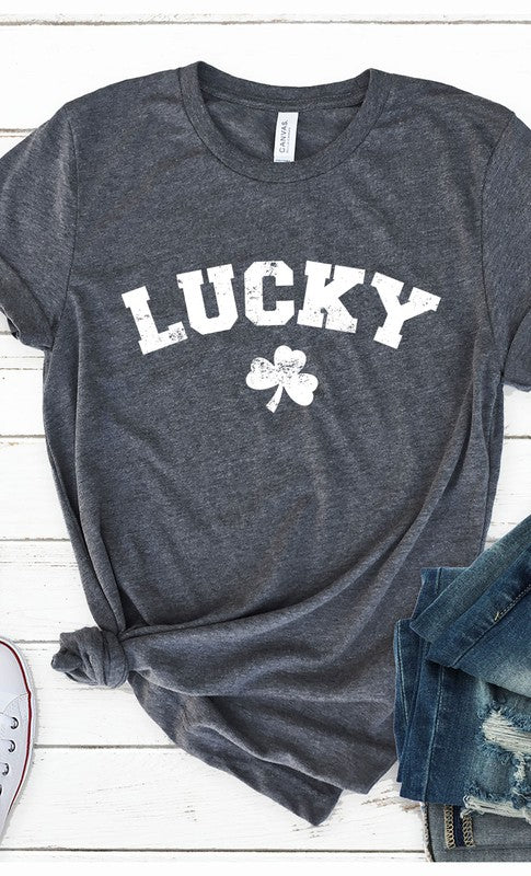 Retro Lucky White ink Shamrock Graphic Tee T-Shirt PLUS