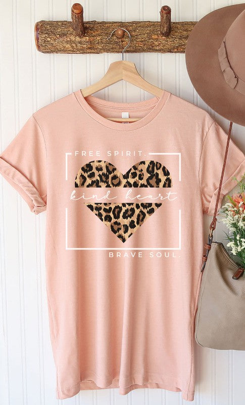 Free Spirit Leopard Heart Graphic Tee T-Shirt PLUS