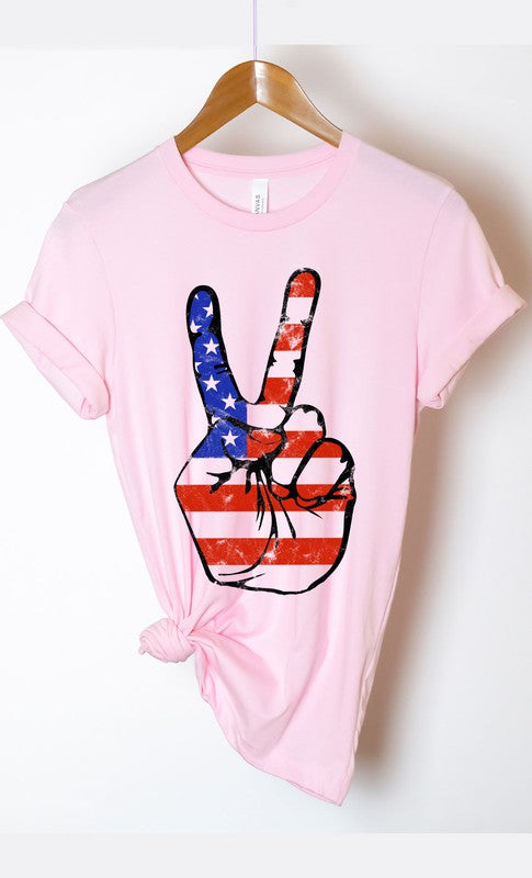 American Peace Sign Graphic Tee T-Shirt