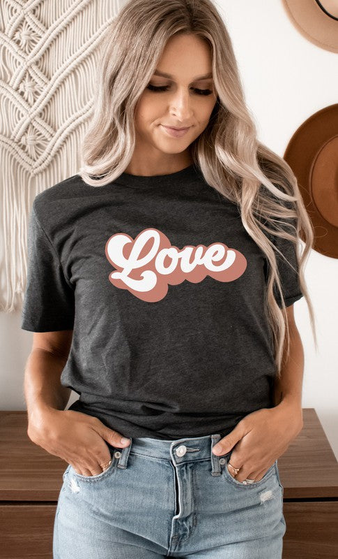 Retro Love Valentines Day Graphic Tee T-Shirt