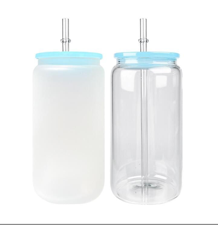 Sublimation Glass Mason Jar Frosted White or Clear with Handle