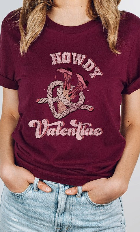 Howdy Valentine Cowboy Boots PLUS SIZE Graphic Tee T-Shirt