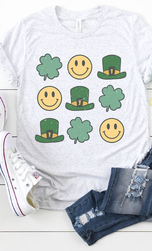 Retro Grid St Pattys Graphic Tee PLUS