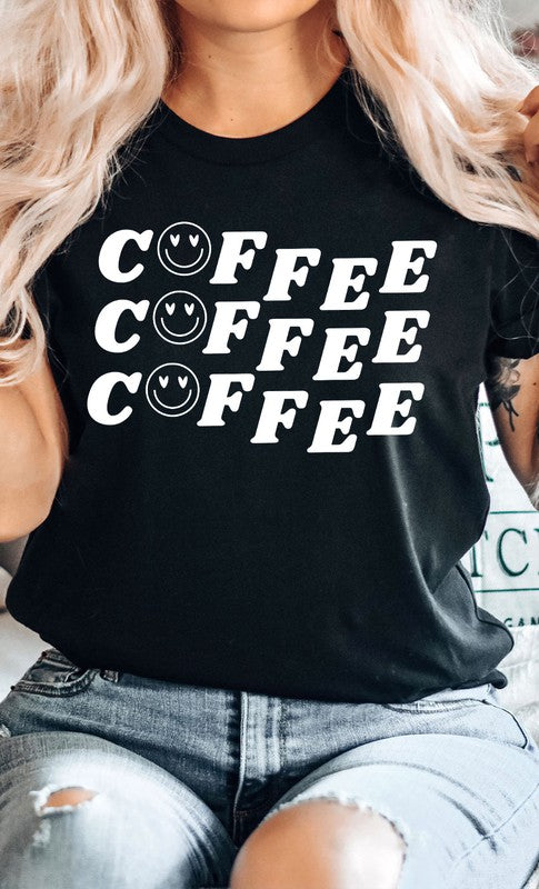 Smiley Coffee Graphic Tee T-Shirt