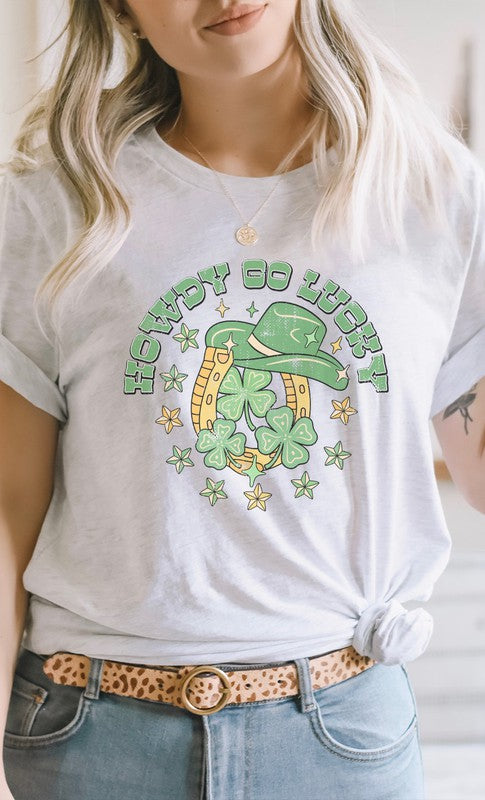 Howdy Go Lucky Shamrock Horseshoe Graphic Tee