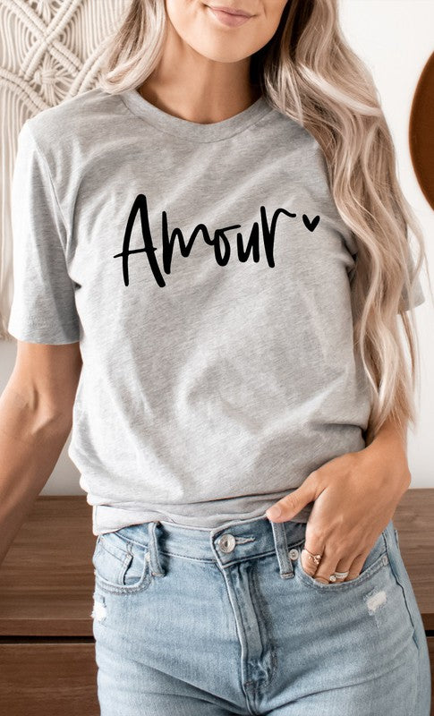 Amour Heart Valentines Day Graphic Tee T-Shirt