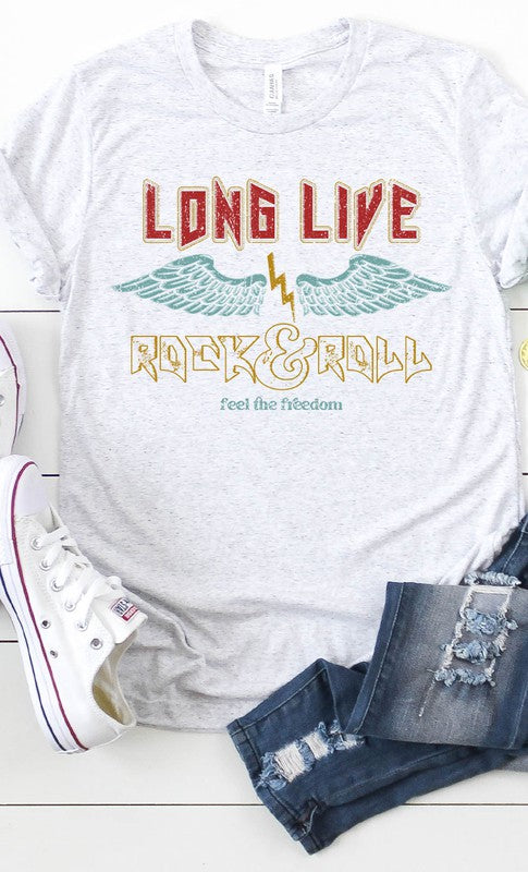 Vintage Long Live Rock and Roll Graphic Tee T-Shirt