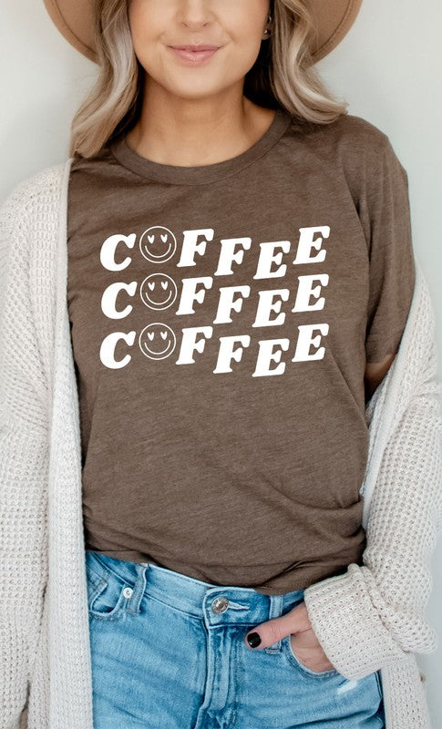 Smiley Coffee Graphic Tee T-Shirt