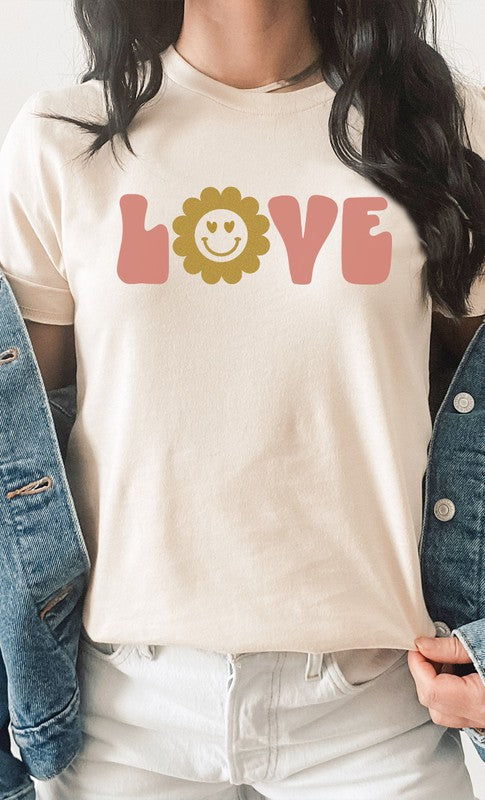 Love Sparkley Heart Eyes Flower PLUS Graphic Tee